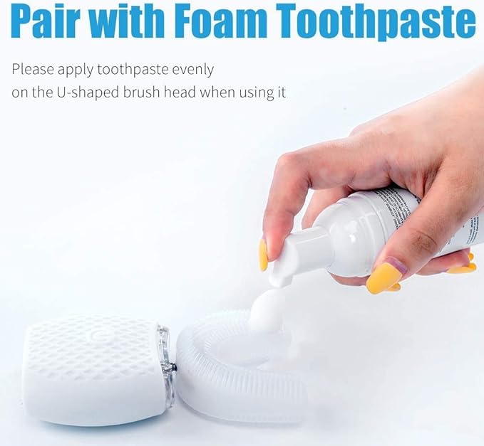 MAYBUY Automatic Ultrasonic Toothbrush,Electric Toothbrush for Adults,360° Electric Brush 45'' Automatic Timer Wireless Charging Washable Travel Home Dual-use (White, 1)