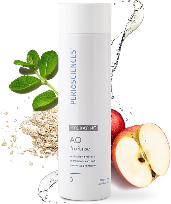 PerioSciences Hydrating Mouthwash Rinse Oral Care Pre Brush - Mint Anti Cavity Dry Mouth Plaque Remover for Healthier Gum Tissue & Teeth Enamel Protection - AO Dentist Recommended Clean - Pack of 2