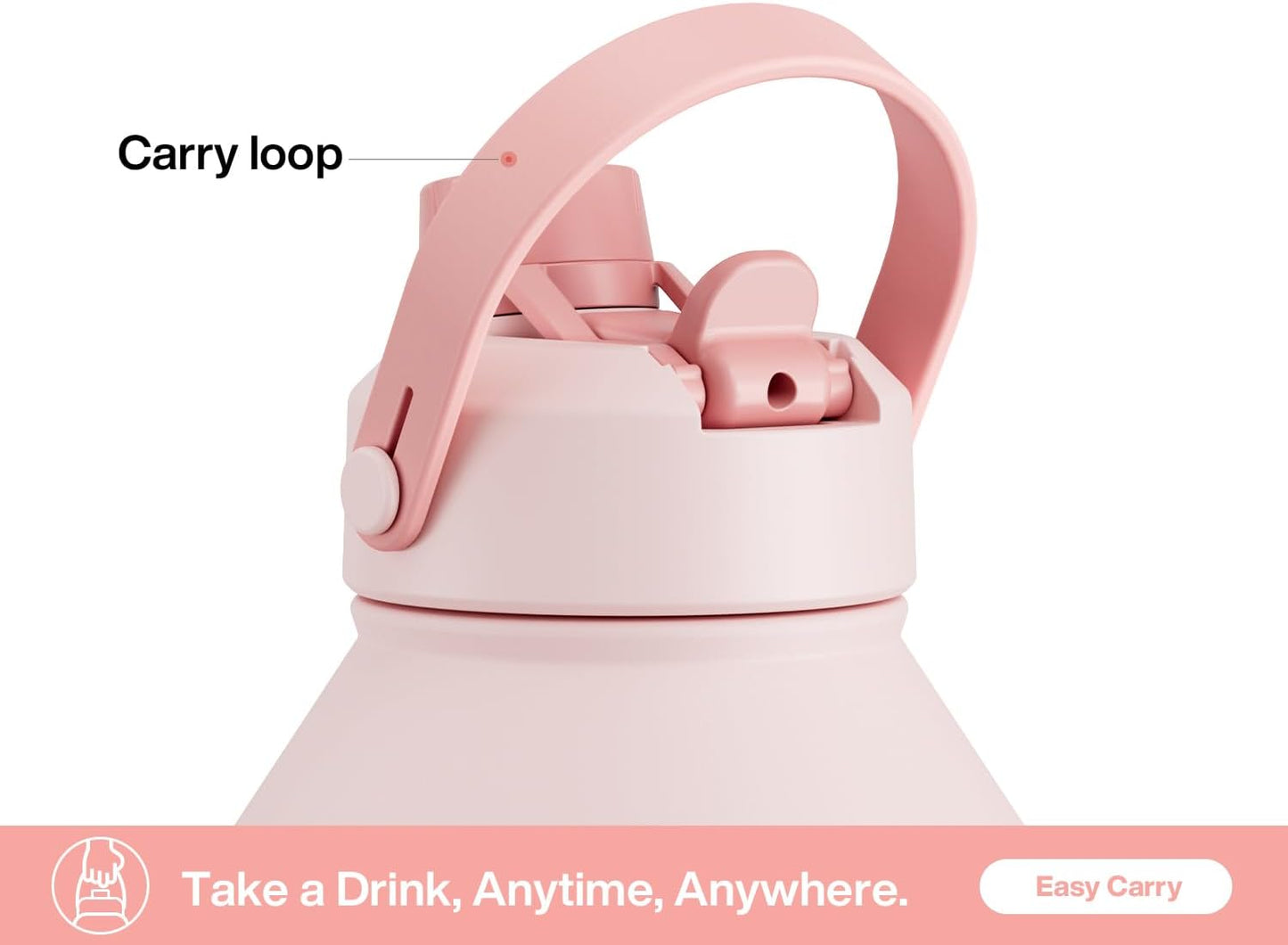 64 oz Insulated Water Bottle with 2-in-1 Straw and Spout Lid, Keep Cold 24H, Leak-Proof, BPA-Free, Double Wall Stainless Steel Water Bottle for Sports, Gym, Travel, and School (Cotton Candy)