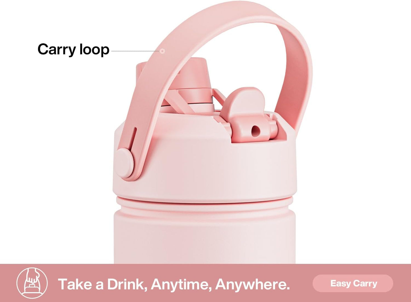 26 oz National Parks Water Bottle with Waterproof Stickers: 2-in-1 Straw Spout Lid, Keep Cold 24H, Leakproof, Car CupHolder Friendly, Insulated Stainless Steel Cup for Travel, Sports, School (Pink)