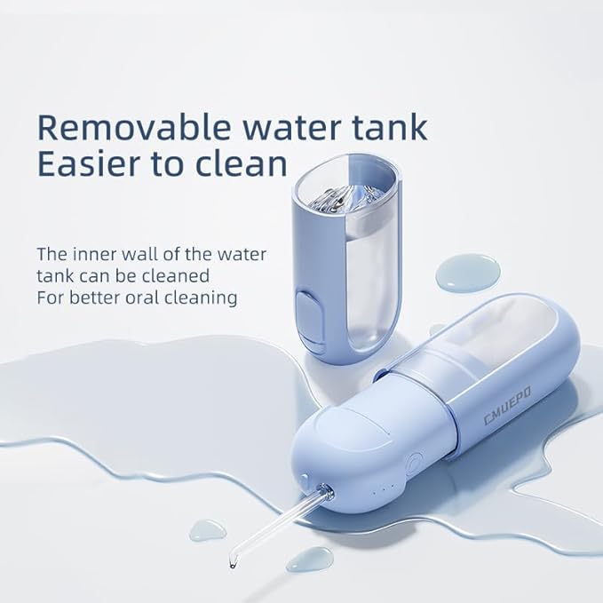 Water Flosser - Waterproof Portable for Teeth ，Water Dental Flosser Portable Cordless Oral Irrigator 3 Modes 6 Flossing Nozzles, Compact & Light for Travel (Blue)