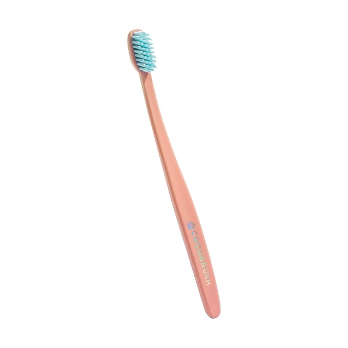 Cocofloss Cocobrush, Ultra-Soft Manual Toothbrush, Dentist-Designed, Gentle on Gums, Made from Recycled Plastic, Orange Zest