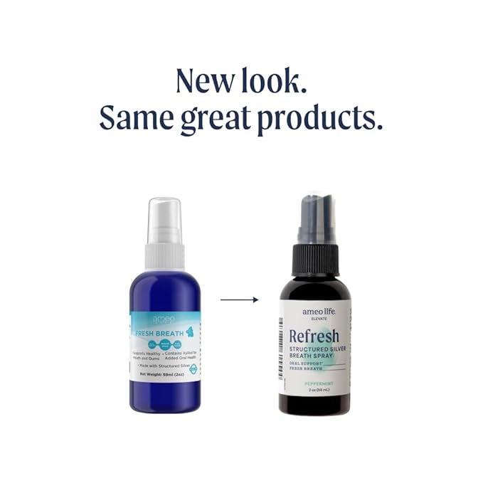 Ameo Life Natural Mint Mouth Spray with 10 ppm Colloidal Silver - Natural Breath Freshener & Dry Mouth Remedy with Xylitol - Portable Oral Care - Bad Breath Spray & Dry Mouth Relief - 2 oz