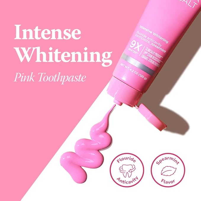 HIMALAYA PINKSALT Intensive Whitening Toothpaste - Teeth Whitening, Deep Stain Remover with Fluoride, Appropriate for Sensitive Teeth, Peroxide Free, Pink Toothpaste - Spearmint, 4.2 oz (3 Packs)