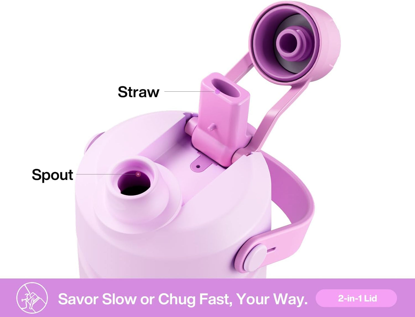 26 oz Insulated Water Bottle with 2-in-1 Straw and Spout Lid, Keep Cold 24H, Leak-Proof, Fits in Car Cup Holder, Stainless Steel Water Bottle for Sports, Trip, Gym, and School (Seashell Sonata)