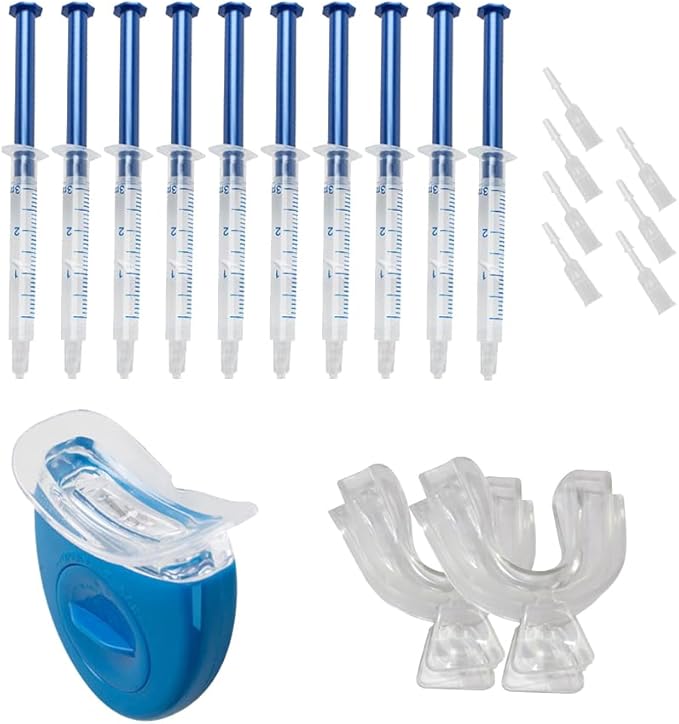 Teeth Whitening Kit with LED Light, 10PCS 3ML Teeth Whitening Gel Syringes Refill, Tooth Whitener for Home Use