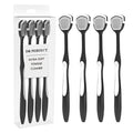 DR PERFECT Soft Tongue Brush Scraper Cleaner Helps Fight Bad Breath Clean Your Tongue Without Hurt Pack Of 4 (Black)