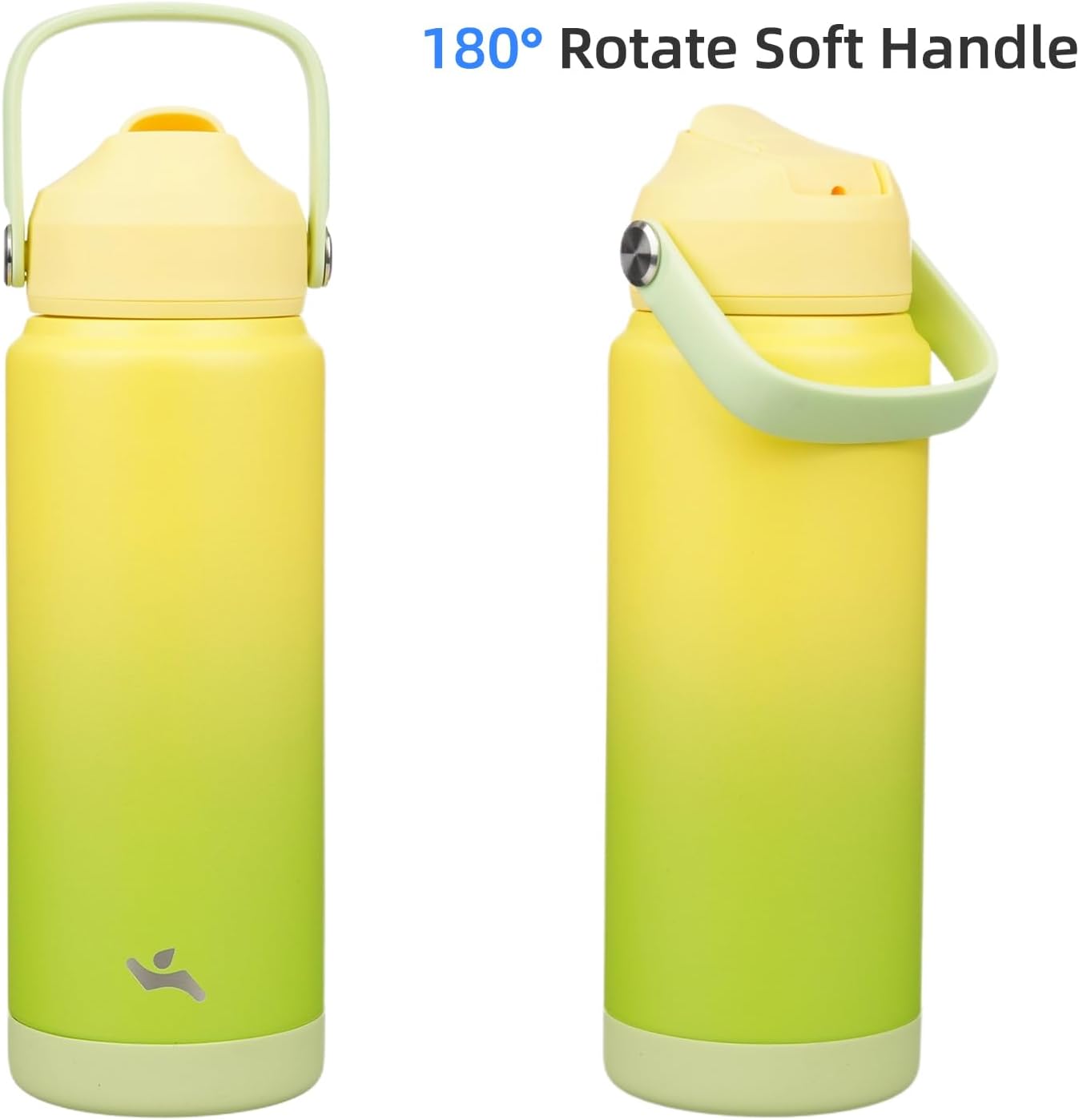 Insulated Water Bottle with Straw Lid,24 oz Stainless Steel Vacuum Metal Bottle with Silicone Handle,Lime