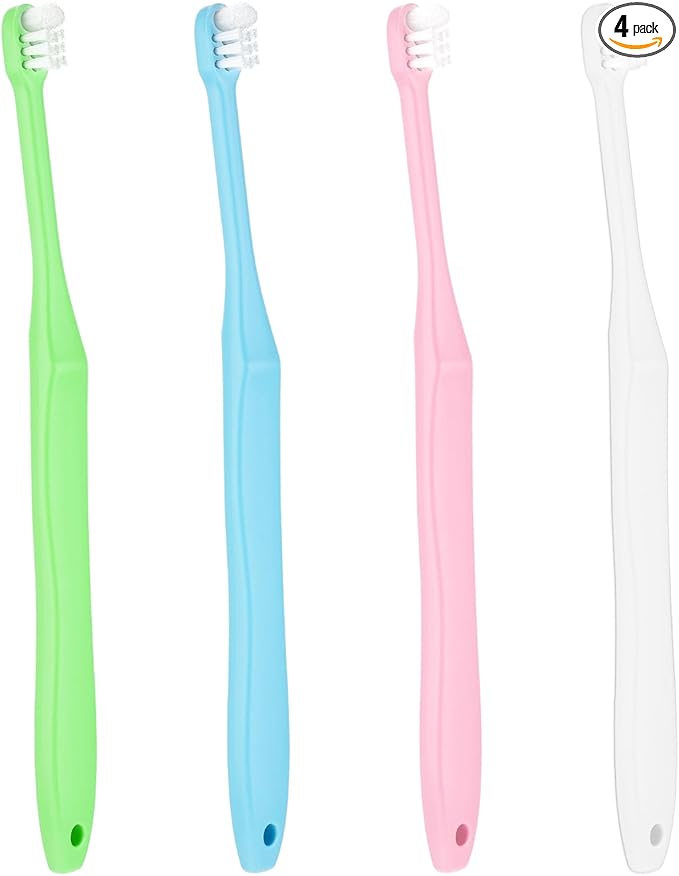 4 Pcs Tuft Toothbrush Tiny Small Head End Tapered Toothbrush Soft Gaps Nursing Orthodontic Gum Toothbrushs Single Compact Interdental Interspace Brush for Dental Cleaning