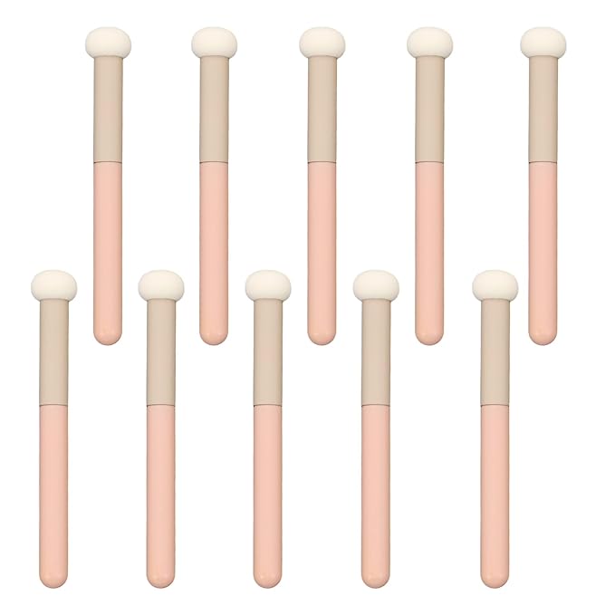 10 Pcs Makeup Applicators, Concealer Sponge With Handle, Round Mushroom Makeup Brushes, Soft Fluffy Face Blenders & Sponges Applicator For Women Girls (Pink)