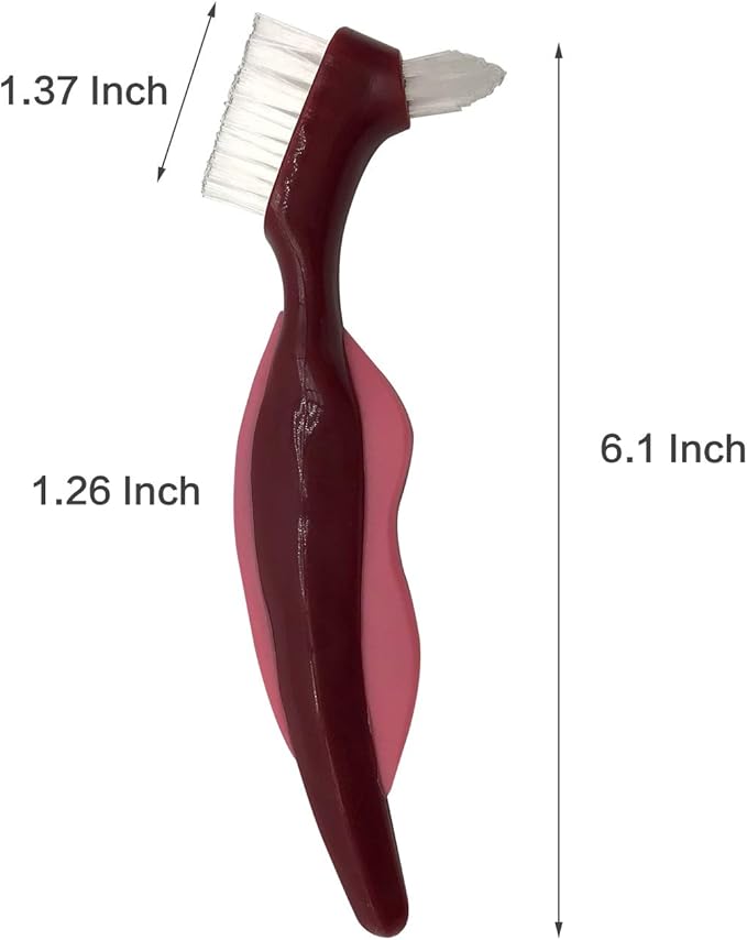 Premium Hard Denture Brush, Multi-Layered Bristles & Portable Double Sided Toothbrush for Denture Care (Pack of 2)