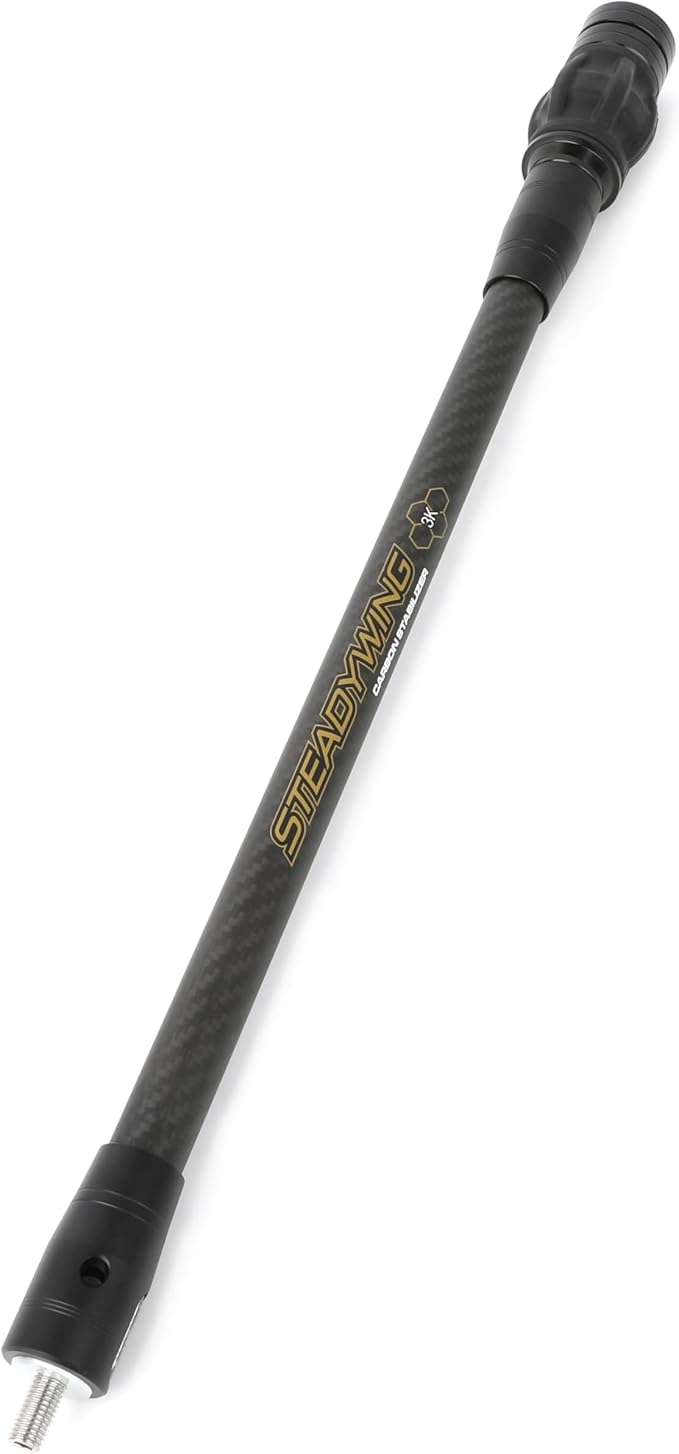 AMEYXGS Archery Bow Stabilizer for Compound Bow, 3K Carbon Fiber 6", 8", 10", 12" 15" Rods, Damping System, Weights Kit, Single Side V-Bar Mount,Quick Disconnect