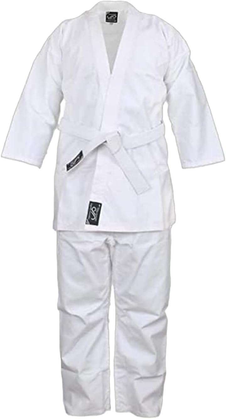 JP White Karate Uniform for Kids & Adults Lightweight Student Karate Gi Martial Arts Uniform with Belt