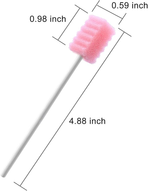 100 Pcs Disposable Mouth Swabs Sponge, BVN Oral Swabs, Oral Care Swabs Disposable, Mouth Swabs, Unflavored and Sterile Disposable Dental Swabsticks for Mouth Cleaning, Sawtooth-Shaped Pink.