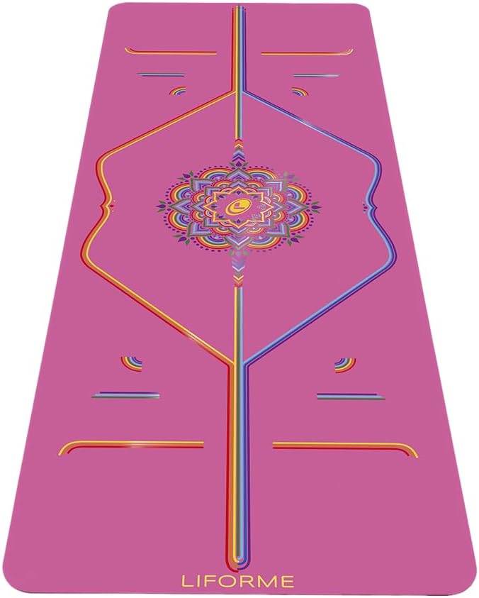Liforme Printed Yoga Mat Collection - Free Yoga Bag Included - Patented Alignment System, Warrior-like Grip, Non-Slip, Eco-friendly, Sweat-resistant, Long, Wide and Thick for Comfort