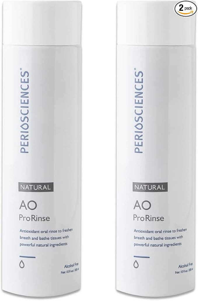 PerioSciences Natural Mouthwash Rinse Oral Care Pre Brush - Mint Anti Cavity Dry Mouth Plaque Remover for Healthier Gum Tissue & Teeth Enamel Protection - AO Dentist Recommended Clean - Pack of 2