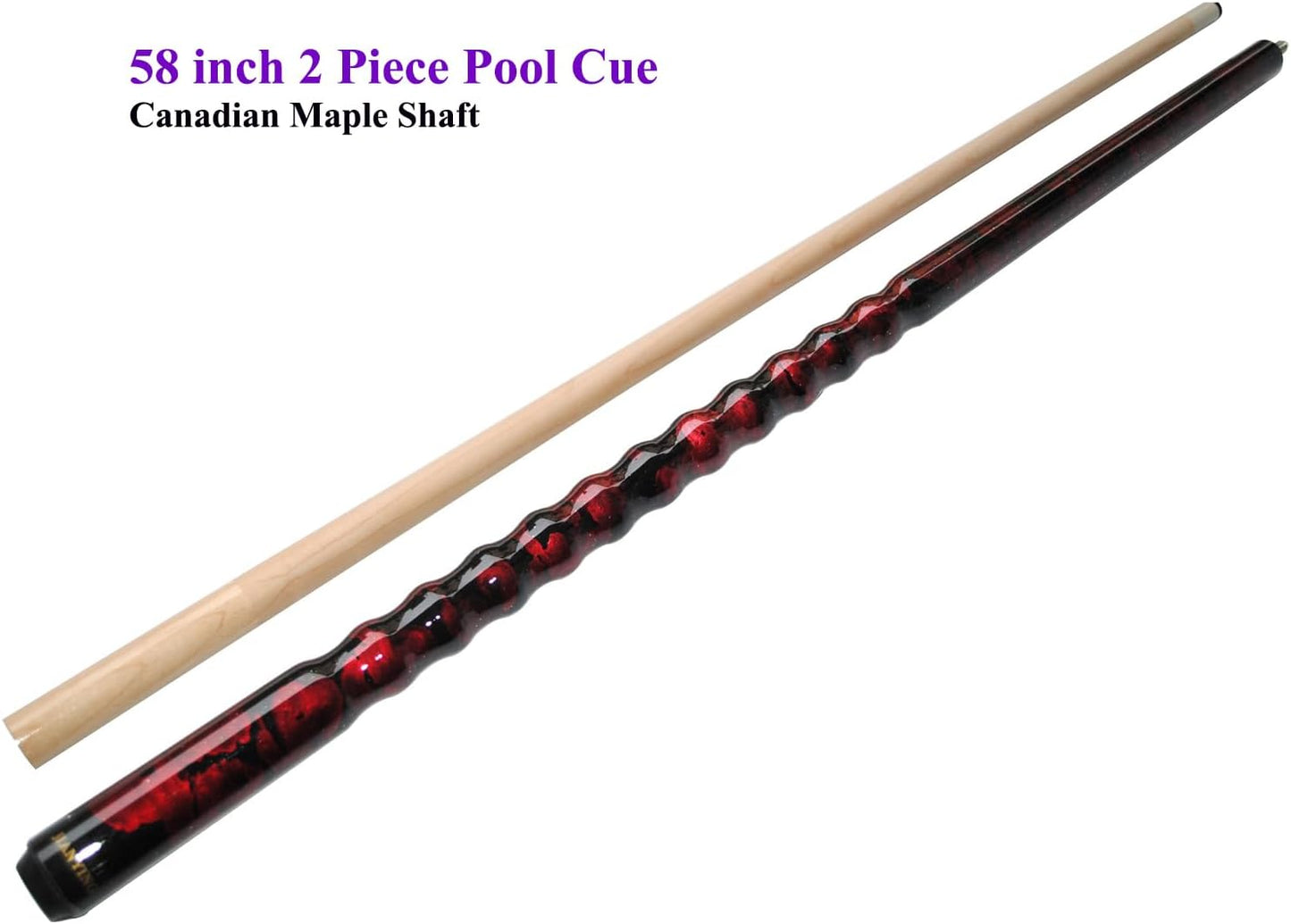 58" Pool Cue Stick,13mm 2-Piece Maple Hardwood Ergonomic Design Billiard Cues Kit,19/20/21oz