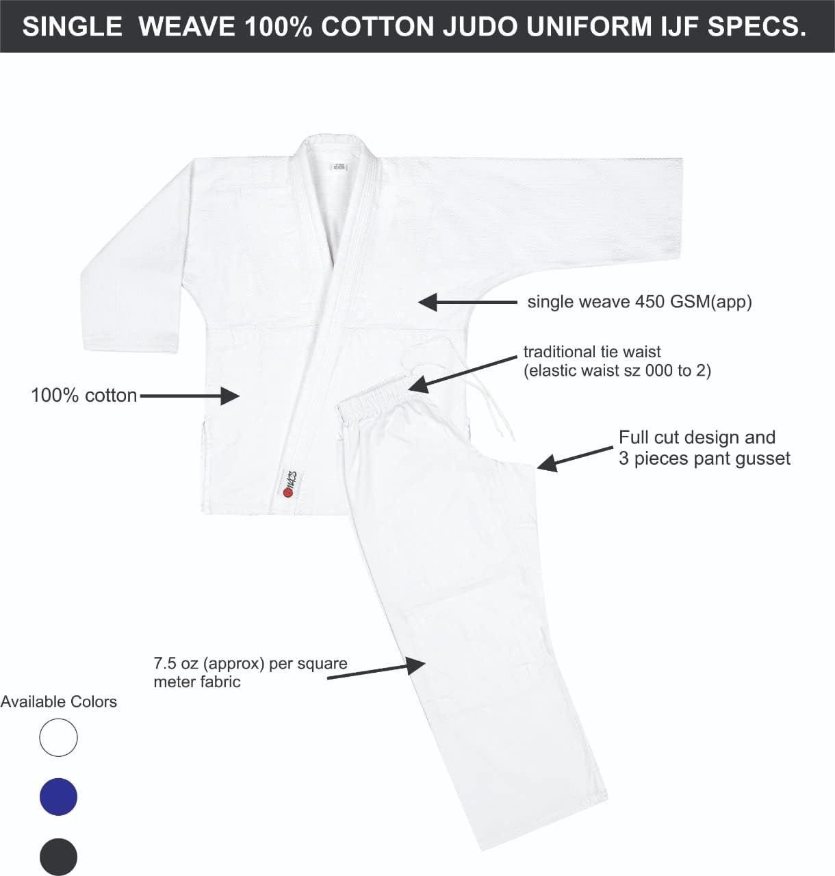 MACS Judo Single Weave Gi Kids Adults Unisex Uniform with Belt