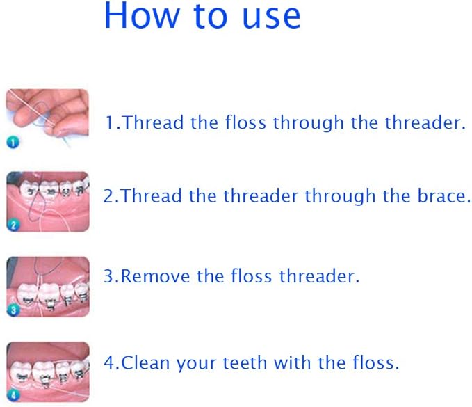 EasyHonor Dental Floss Threaders for Braces, Bridges, and Implants,Green, 210 Count (6 Pack)