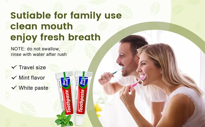 Bulk Travel Size Toothpaste, 15 Tubes 0.176 oz Extra Small Toothpaste Travel Size Bulk Disposable for Hotel, Guests, Homeless, Charity, Mint (Mini Size, Only for Single Use)