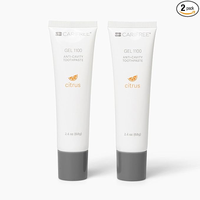 CariFree Gel 1100, Citrus Flavored, Anti-Cavity Fluoride Toothpaste with Nano Hydroxyapatite for pH Neutralization, Cavity Prevention & Enamel Protection, Dentist Recommended,(2.4 Ounce (Pack of 2)