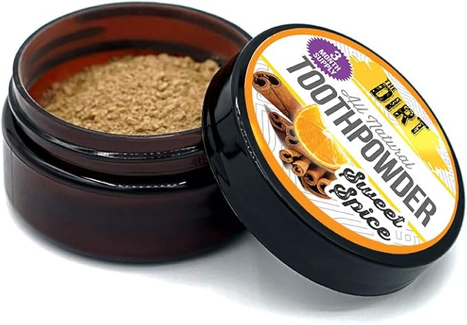 The Dirt - Remineralizing Tooth Powder, Natural Fluoride-Free Teeth Whitening Powder with Hydroxyapatite, Flouride & Gluten Free, Organic Vegan (Sweet Spice, 25g: 3 Month Supply)