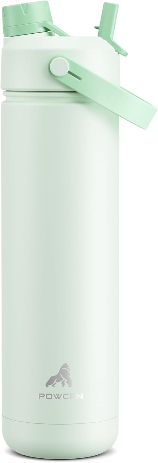 26 oz Insulated Water Bottle with 2-in-1 Straw and Spout Lid, Keep Cold 24H, Leak-Proof, Fits in Car Cup Holder, Stainless Steel Water Bottle for Sports, Travel, and School (Mint)