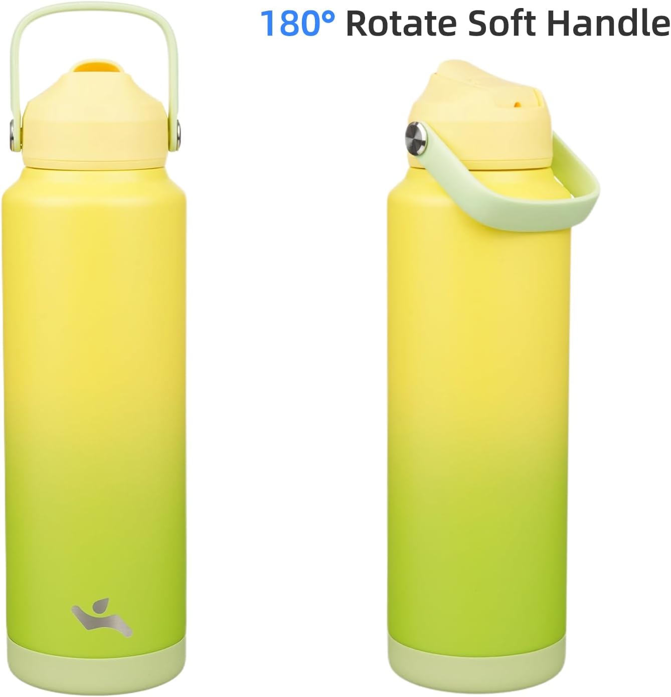Insulated Water Bottle with Straw Lid,40 oz Stainless Steel Vacuum Metal Bottle with Silicone Handle,Lime