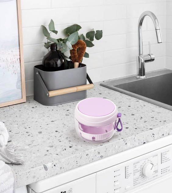 Denture Case with Strainer and Mirror, Leak Proof Denture Bath Cup for Travel, Purple Denture Container Cups for Soaking Full & Partial Dentures, Retainers with Denture Brush, Aligner Removal Tool