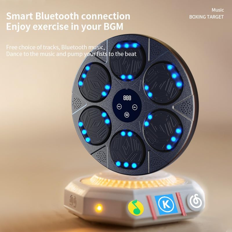 HOTSEVEN 2025 Music Boxing Machine with Boxing Gloves, Smart Bluetooth Boxing Machine with LED Electronic Wall Mounted, Music Boxing Target Workout Punching Equipment for Home(Upgrade)