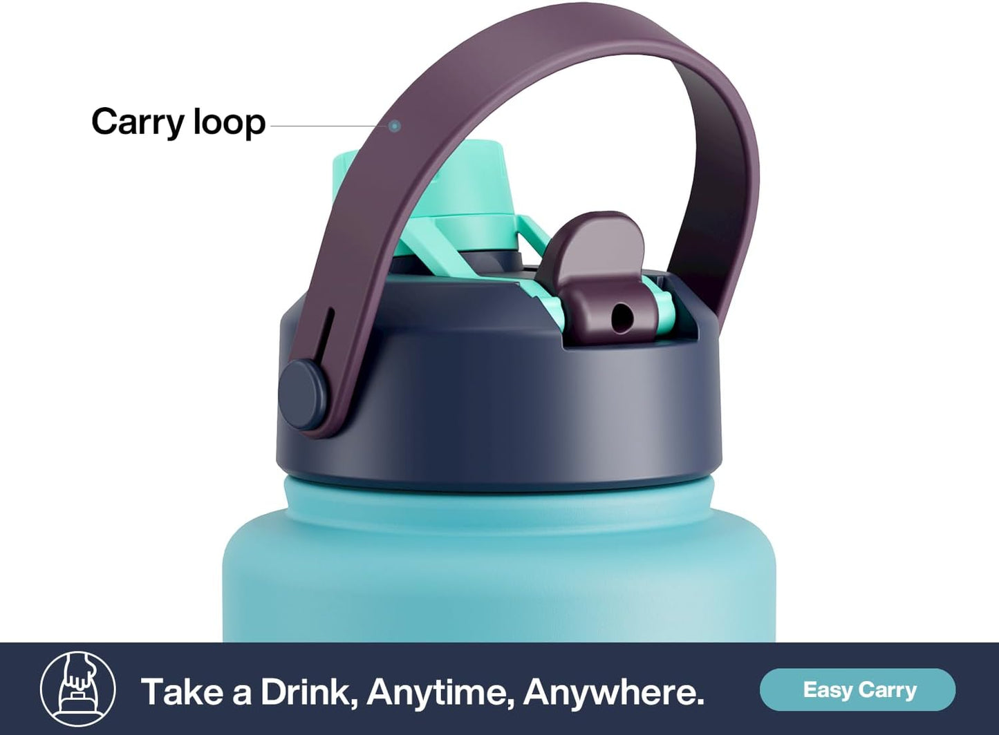 40 oz Insulated Water Bottle with 2-in-1 Straw and Spout Lid, Keep Cold 24H, Leak-Proof, BPA-Free, Double Wall Stainless Steel Water Bottle for Sports, Gym, Travel, and School (Big Wave)