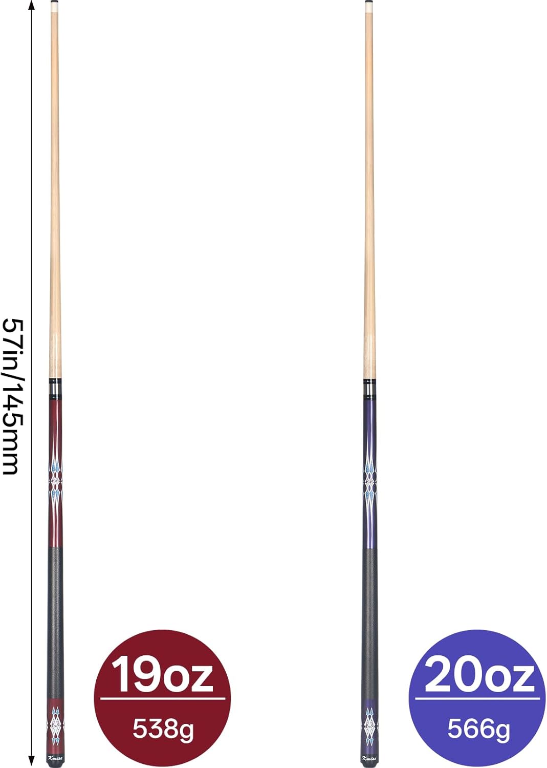Kmise Pool Cue Stick Set - 58 Inch Pool Cues, 18~21Oz Canadian Maple Professional Billiard Cues Sticks, Pool Sticks for Adults, Multiple Colors, Pool Stick for Bar House Pool Tables Sports