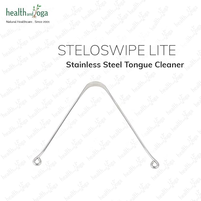 HealthAndYoga™ SteloSwipe Lite Stainless Steel Tongue Cleaners - Disposable Metal Tongue Scrapers Bulk Pack (Pack of 12) - Oral Hygiene Scraper- Prevents Bad breath – Replacement and Gift Pack