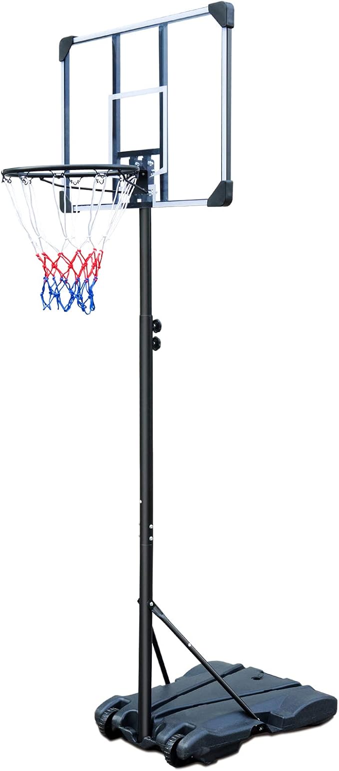 LSKSSNG Portable Adjustable Basketball Hoop System 5.4-7ft with 32Inch Shatterproof Backboard & Wheels, Suitable for Youth & Adults, Indoor/Outdoor