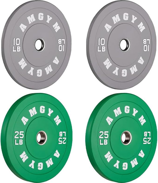 2 Inch Bumper Plates，10-500lbs，Barbell Rubber Olympic Weight Plates Set for Home Gym, Strength Training & Weight Lifting, Multiple Options Colors