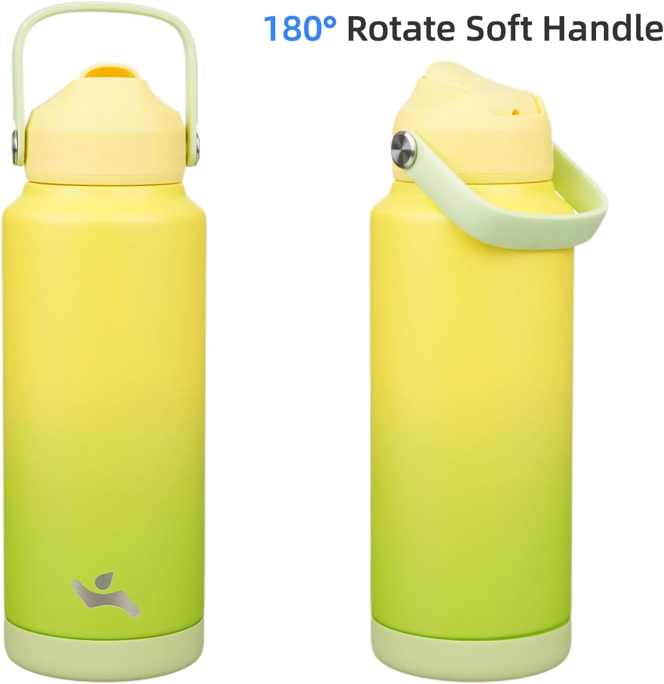 Insulated Water Bottle with Straw Lid,32 oz Stainless Steel Vacuum Metal Bottle with Silicone Handle,Lime
