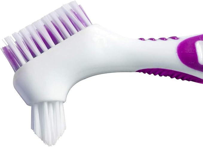 Premium Hygiene Denture Cleaning Brush Set, Multi-Layered Bristles & Ergonomic Rubber Handle, for Denture Care(Purple & Green)