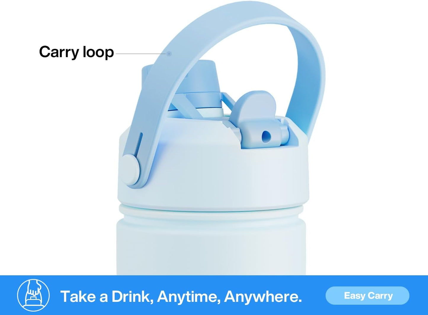 26 oz Insulated Water Bottle with 2-in-1 Straw and Spout Lid, Keep Cold 24H, Leak-Proof, Fits in Car Cup Holder, Stainless Steel Water Bottle for Sports, Travel, and School (Sea Breeze)