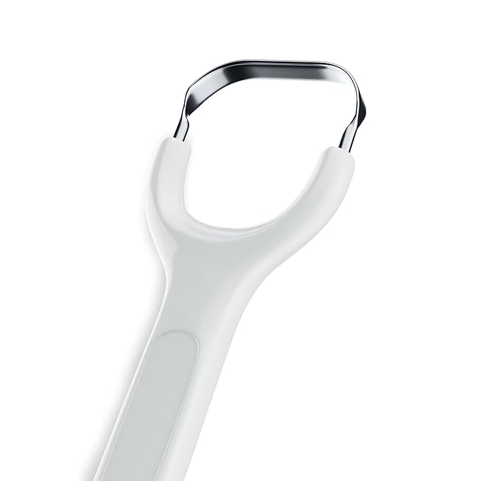 Venneir® Tongue Scraper with Travel Case, Oral Glide Pro–Bad Breath Treatment, Medical-Grade Stainless Steel– for Adults & Kids. 100% Rustproof, Sleek & Effective Design (Slate White)