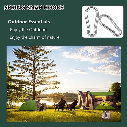 M5 Spring Snap Hook Carabiners, Carabiner Clip, Heavy Duty Galvanized Steel Spring Clip, Quick Link Key Chain for Swing Hammock Gym Outdoor, Holding Capacity