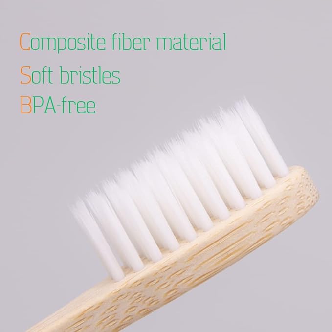 Virgin Forest Bamboo Toothbrushes, 8 Pcs Soft Bristle Toothbrush, Eco-Friendly Toothbrushes, Biodegradable Toothbrushes, Natural Wooden Toothbrush, Charcoal Toothbrushes