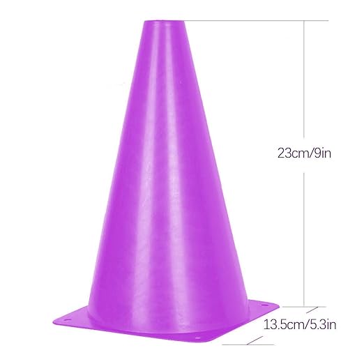 Alyoen 9 inch Traffic Cones, Plastic Sport Cones, Purple Soccer Training Cones for Outdoor Activity & Festive Events (Sets of 10/15/ 20)