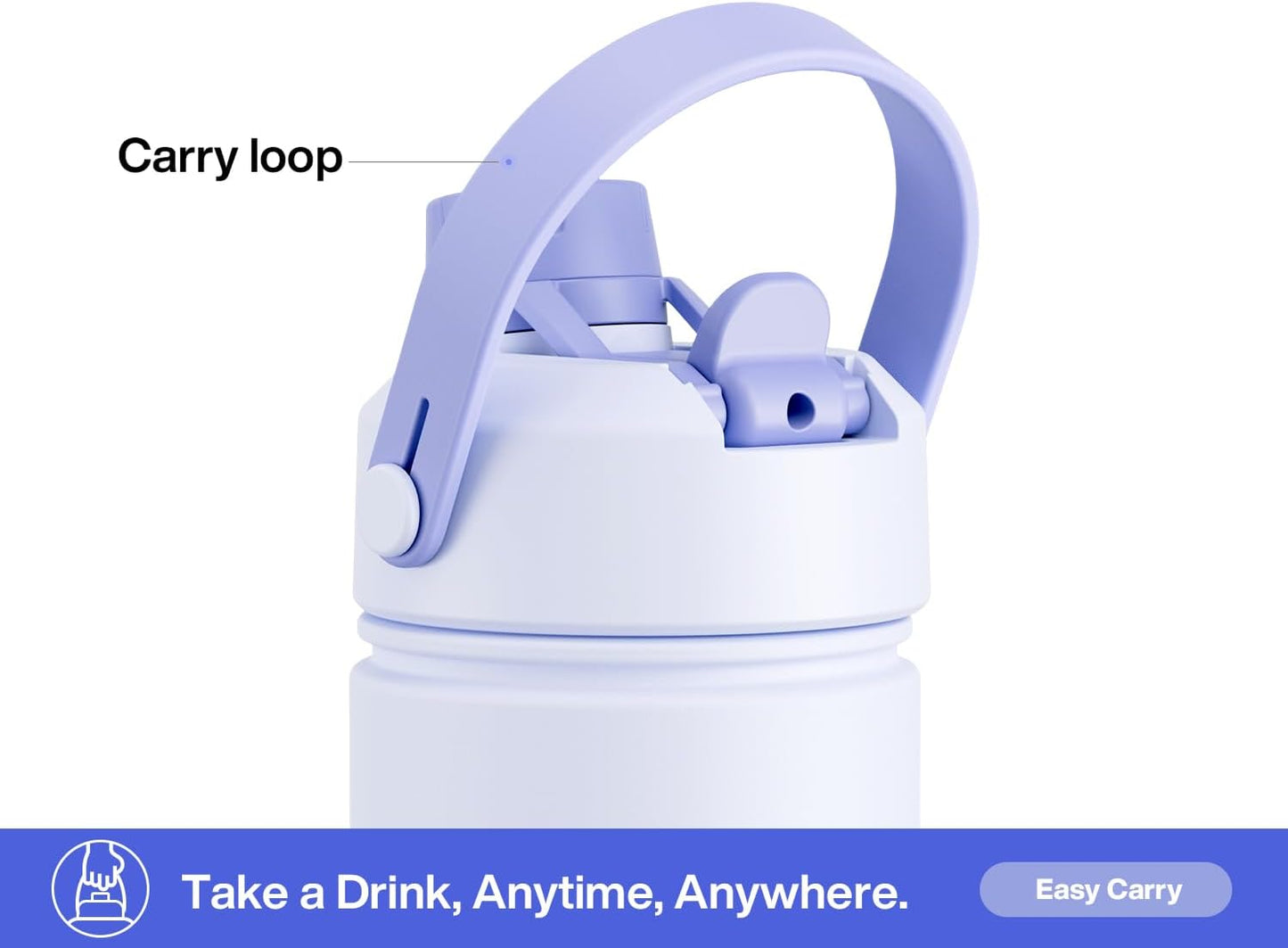 26 oz Insulated Water Bottle with 2-in-1 Straw and Spout Lid, Keep Cold 24H, Leak-Proof, Fits in Car Cup Holder, Stainless Steel Water Bottle for Sports, Travel, and School (Lupine)