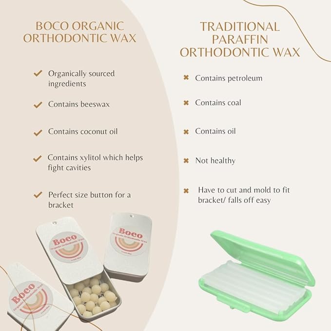 Organic Orthodontic Wax – Natural Braces Protection, Long-Lasting Comfort, Pre-Cut Wax Pieces in Aluminum Travel Case (75 Buttons) - Orange Clove