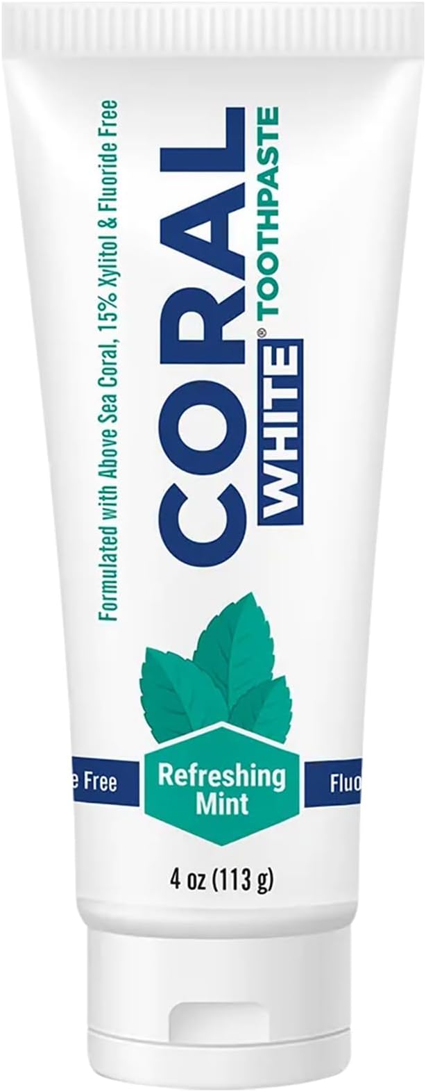 Coral White - Coral White Mint Toothpaste Natural Fluoride SLS Free Coral Calcium Remineralizing Toothpaste 4 Ounce