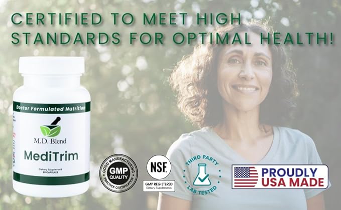 M.D. MediTrim - Expert Formulated Supplement Energy, Satiety, & Physique Goals - Smooth System Balance - Green Coffee Bean, Green Tea, Apple Cider Vinegar, Hibiscus - 90 Capsules