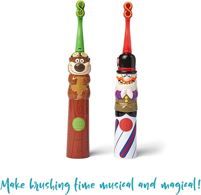 SuperMouth Musical Sonic Toothbrush for Kids Ages 2-12 – 4 Fun 2-Min Songs, Built-in 2-Min Timer with Auto Shut-Off, Gentle Sonic Vibrations, Includes Augmented Reality to Teach Proper Brushing