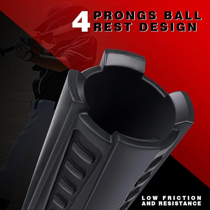4-Prongs Ball Rest Batting Tee for Baseball and Softball， 23" to 44" Adjustable Baseball Tees for Hitting，Heave Duty Base Baseball Tee （No Included The Baseball）