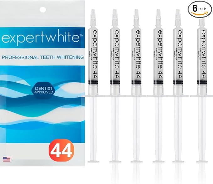 Teeth Whitening Gel Refills (6-gels). Made USA. 44 percent Carbamide Peroxide Tooth Bleaching Gel bleach For Invisalign style trays, Dental Grade Tooth Whitener. 6 syringes