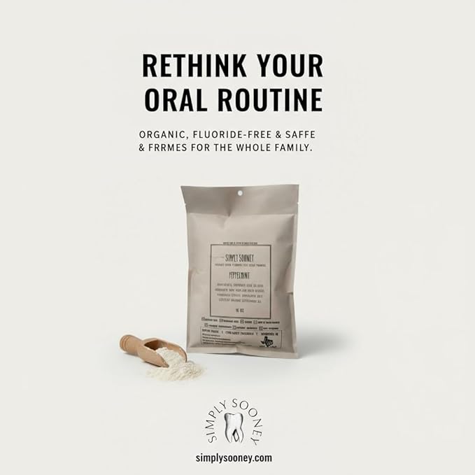Remineralizing Organic Vegan Fluoride Free Tooth Powder Peppermint Formula I Zero Waste Refill I Stronger Teeth I Fresh Breath I with Xylitol for Cavities